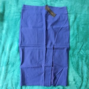 Royal blue Pencil skirt with front slit NWT